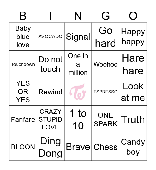 Bingo do TWICE Bingo Card