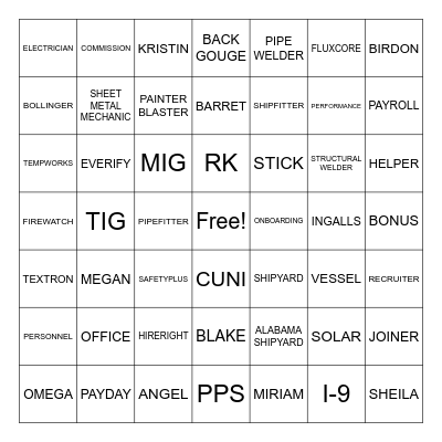 PPS BINGO Card