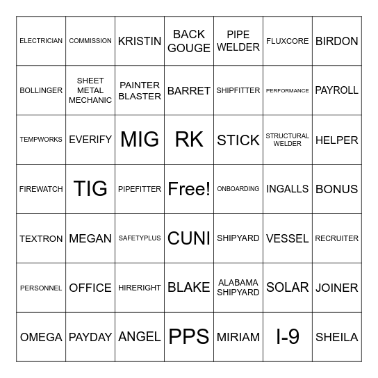 PPS BINGO Card