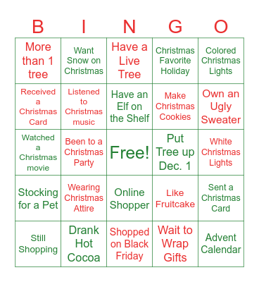 Christmas Bingo Card