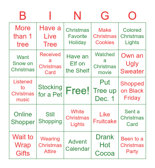 Christmas Bingo Card