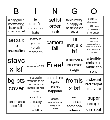 ZUNI KBS GAYO BINGO Card
