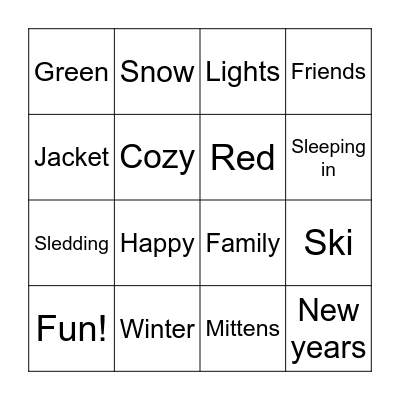 Winter Bingo Card