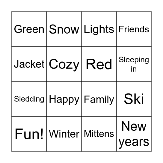 Winter Bingo Card