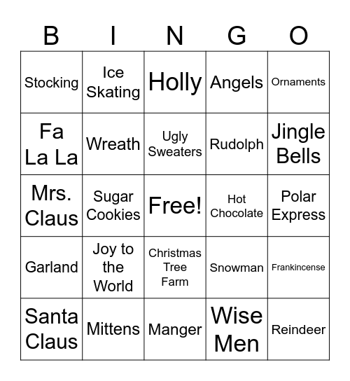 Colour Paradise Christmas Bingo Card