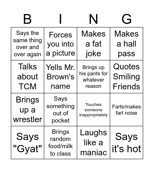 Hunter Bingo Card