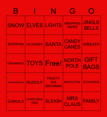 CHRISTMAS Bingo Card