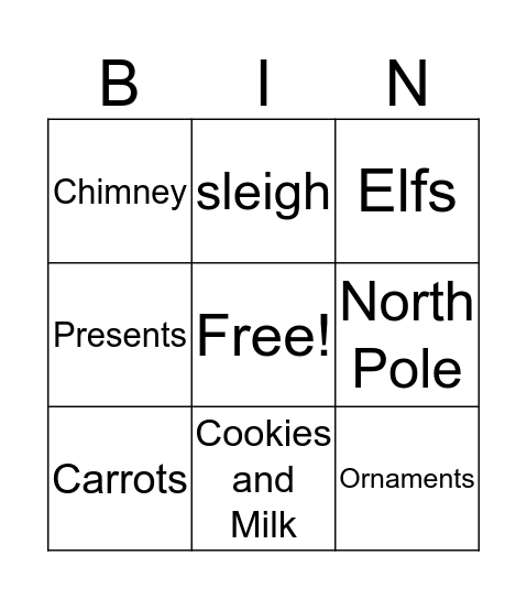 Christmas Bingo Card