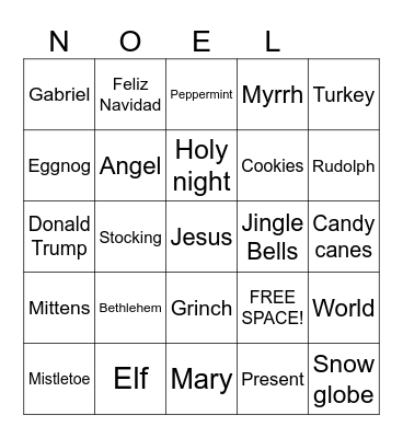 Christmas Trivia Bingo Card