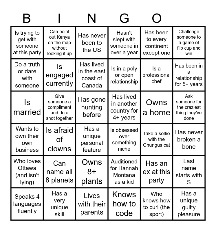 Chez Echo Bingo Card
