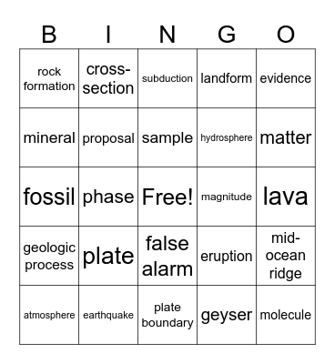 7th Integrated Science Bingo Card