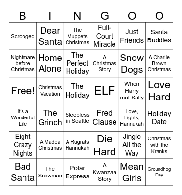 Holiday Bingo Card