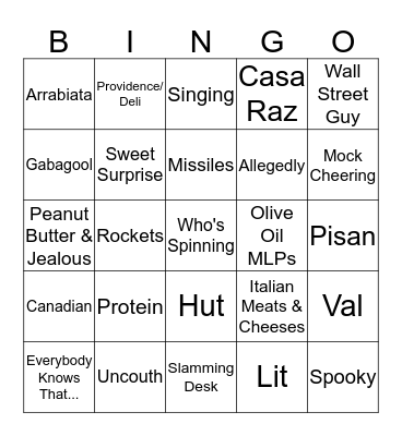 Round 14 Bingo Card