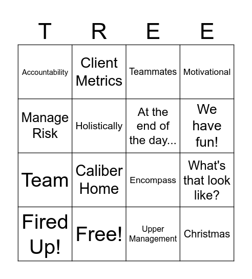 Holiday Hoopla Bingo Card