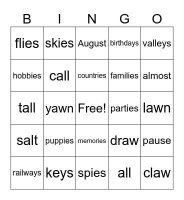 week 17 araiza spelling bingo Card