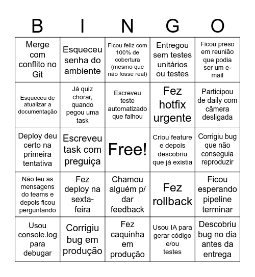 Gestão de Cobrança Bingo Card