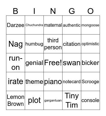 Semester Exam December 2016 Bingo Card