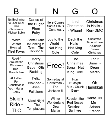 Winter Holiday Bingo Card
