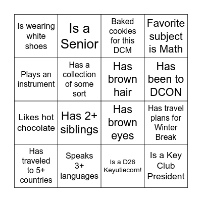 Division 26 DCM - Human Bingo Card