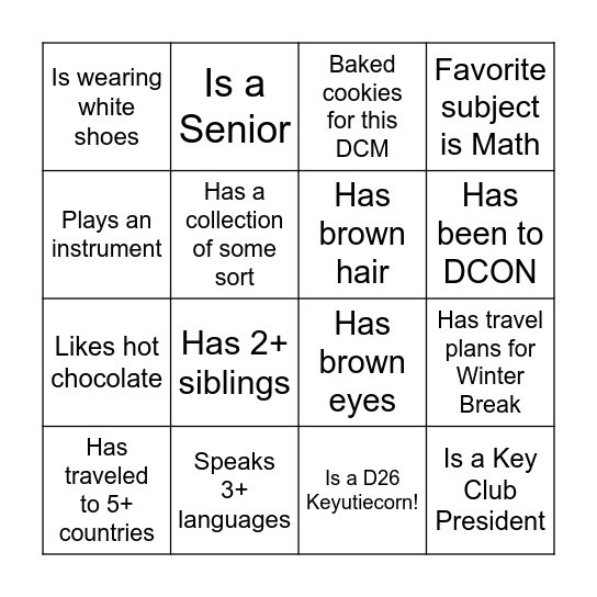 Division 26 DCM - Human Bingo Card