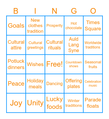 New Years Bingo Card