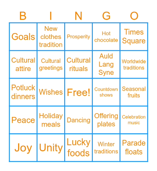 New Years Bingo Card