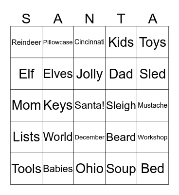 Santa from Cincinnati Bingo Card