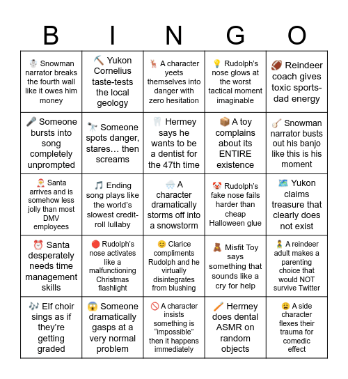 Rudolph the Red-Nosed Reindeer (1964) Bingo Card