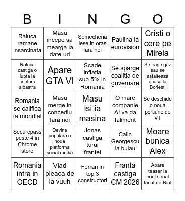 Bingo Mondial 2026 Bingo Card