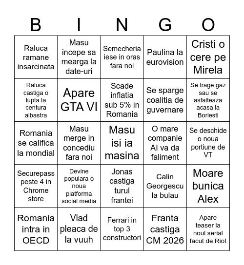 Bingo Mondial 2026 Bingo Card