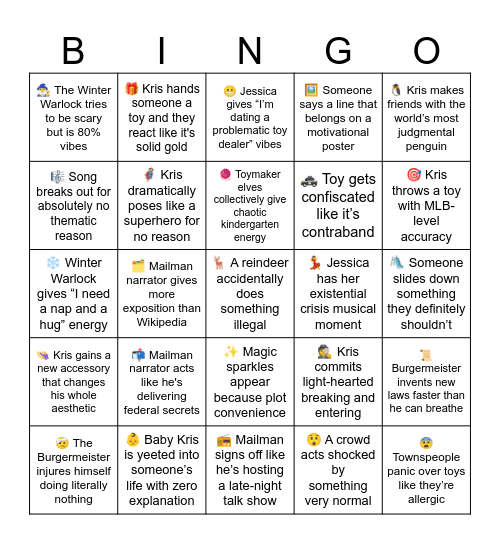 Santa Claus Is Comin' to Town (1970) Bingo Card