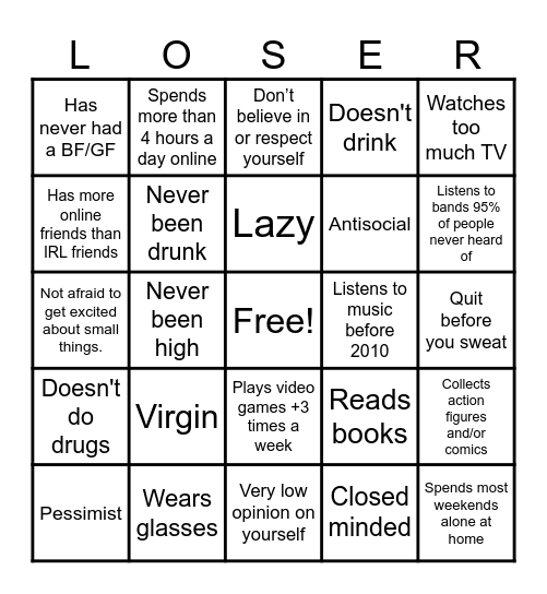 LOSER BINGO Card