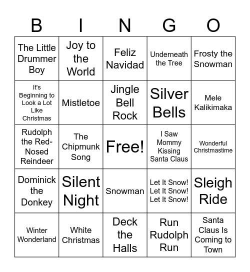 Music Bingo with Clues Bingo Card