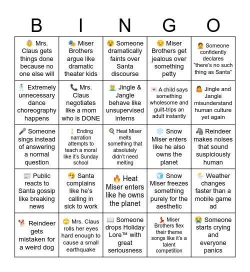 The Year Without a Santa Claus (1974) Bingo Card