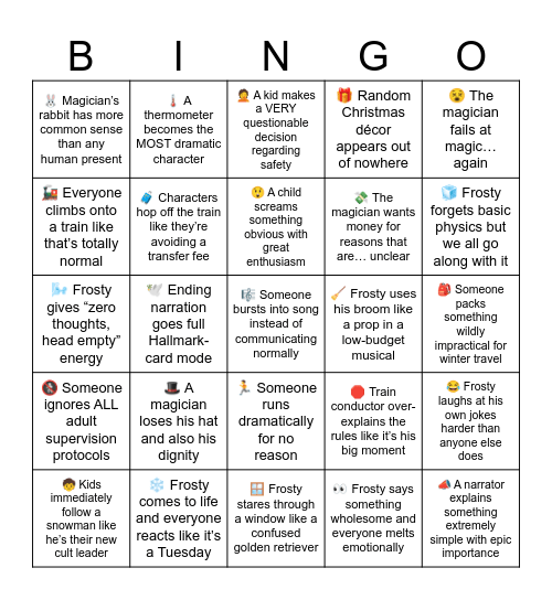 Frosty the Snowman (1969) Bingo Card