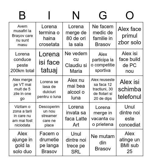 Bingo Lorena si Alex 2026 Bingo Card