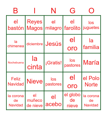 BINGO NAVIDEÑO Bingo Card