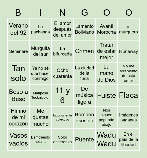 Bingo LosTilos Bingo Card