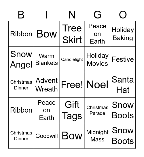 Christmas Bingo Card