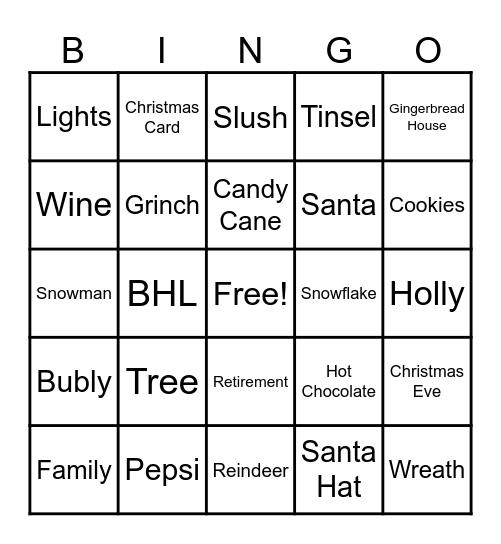 Christmas Bingo Card