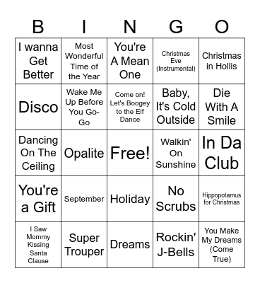 Winter Music Bingo Card