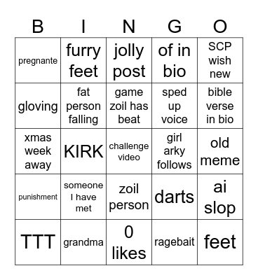 Zoil Reels Bingo Card