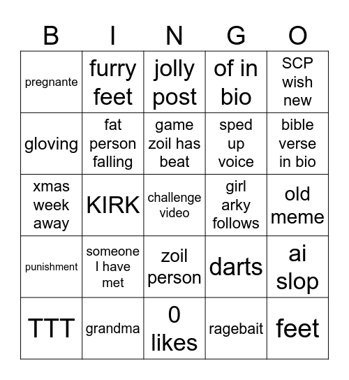 Zoil Reels Bingo Card