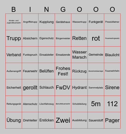 Feuerwehr Bingo Card