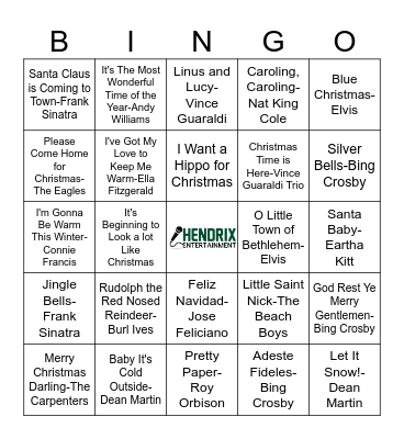 Christmas Classics Bingo Card