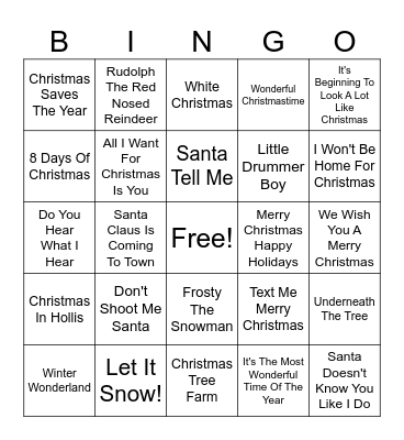 CHRISTMAS TIME BINGO Card