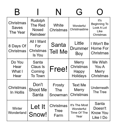 CHRISTMAS TIME BINGO Card