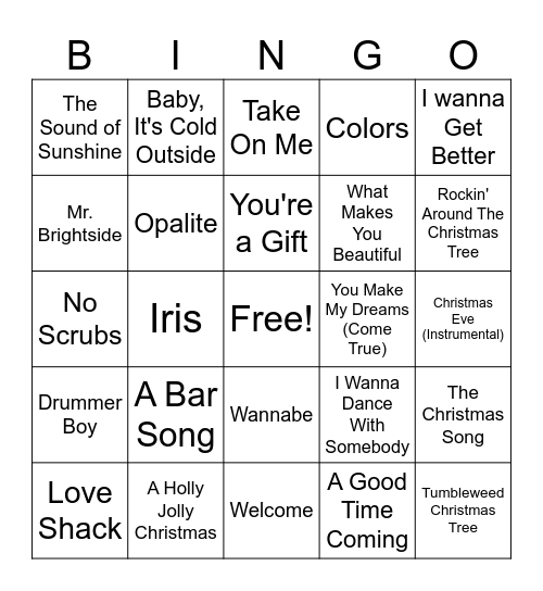 Music Bingo Card