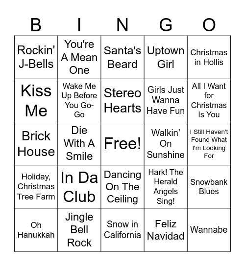 Music Bingo Card