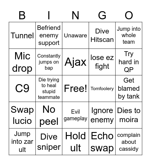Snazzy Card Bingo Card